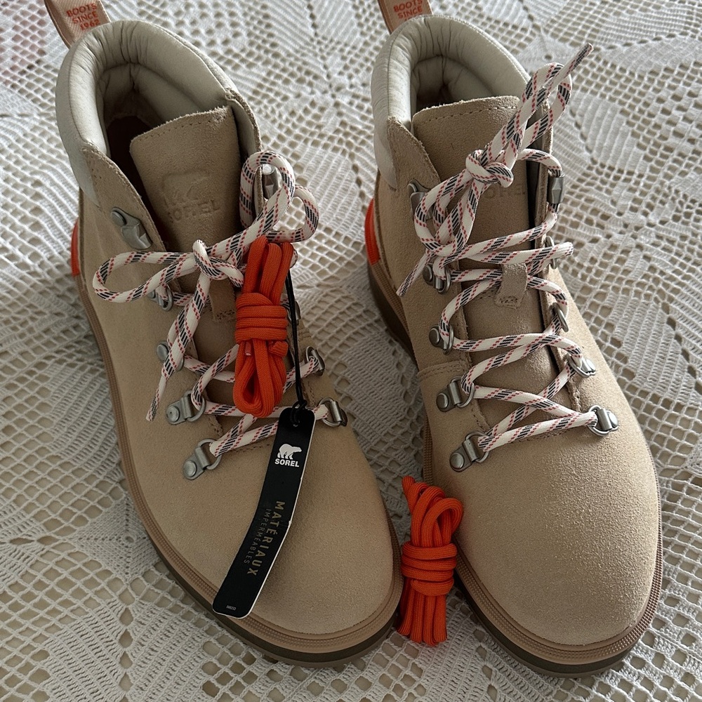 Sorel Women's Tan Winter Boots with Orange Accents